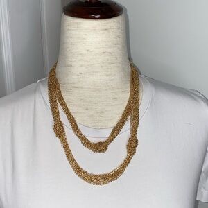 Erica Lyons Long Golden Multi Chain Necklace